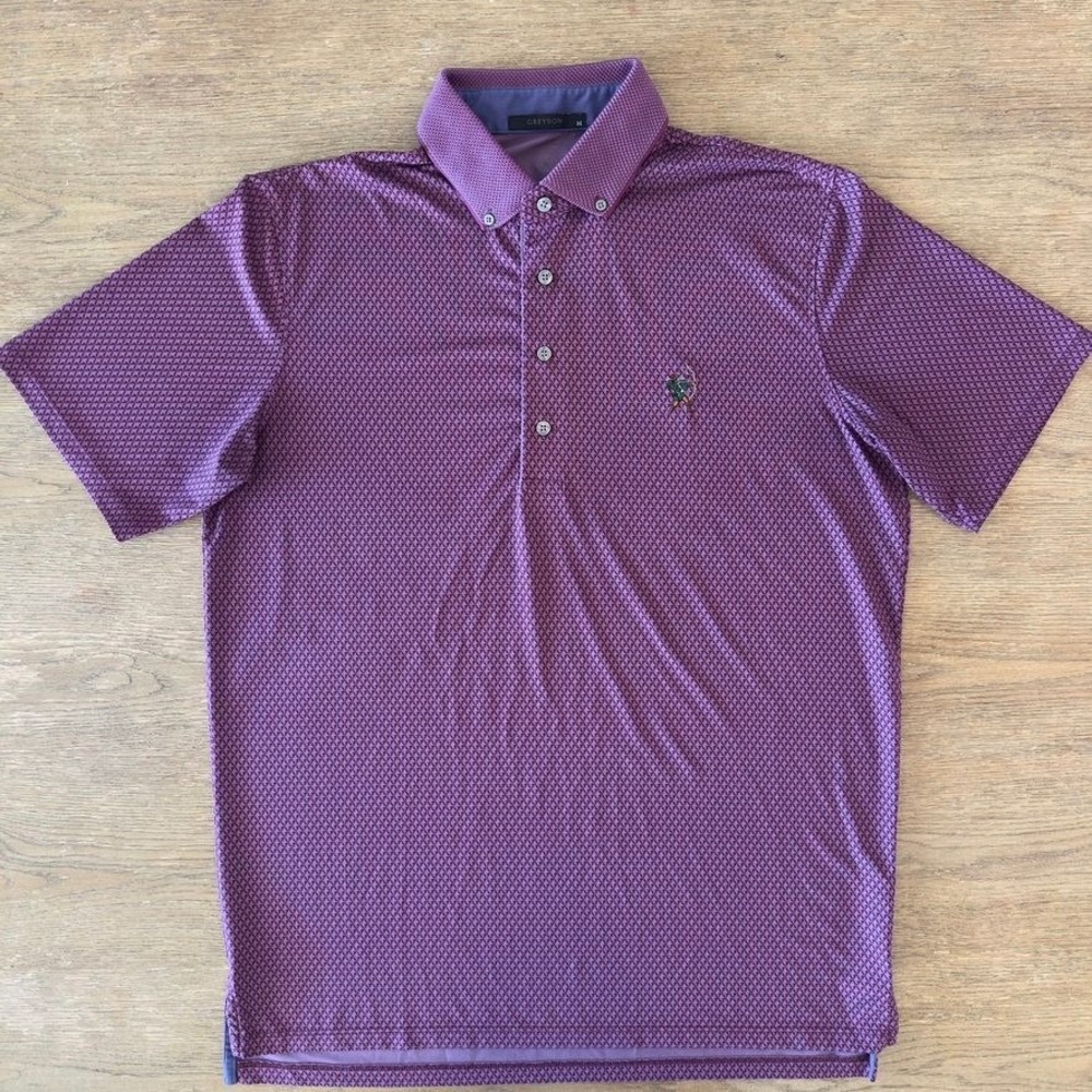 Greyson Golf Polo Shirt Mens M Purple Geometric Print Robin Hood Logo Stretch